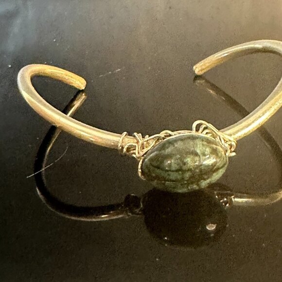 Genuine Untreated Natural Emerald Sterling Silver Bracelet Cuff 925 Handmade - Picture 4 of 10